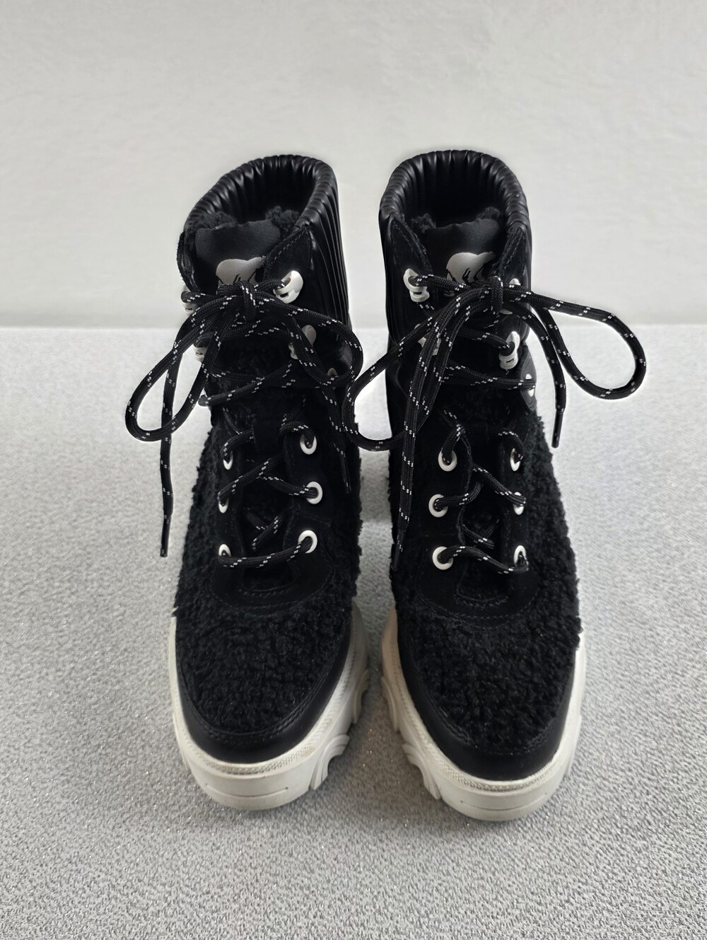 Sorel BREX Heel Cozy Sherpa Platform Ankle Boots Booties Black Wmn's 7 - Picture 3 of 11